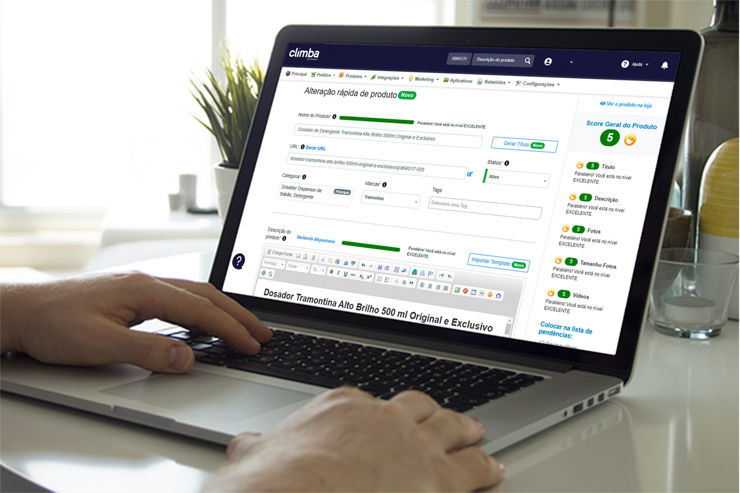 Uso do Score de Produtos da Climba na tela de Alteração Rápida de Cadastro