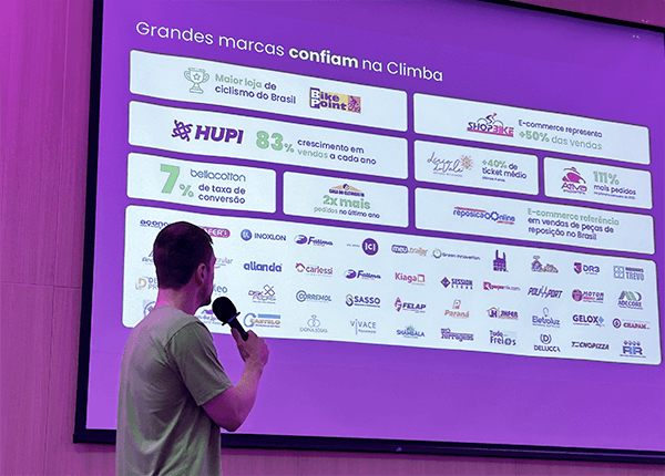 ceo da climba mostrando clientes e cases