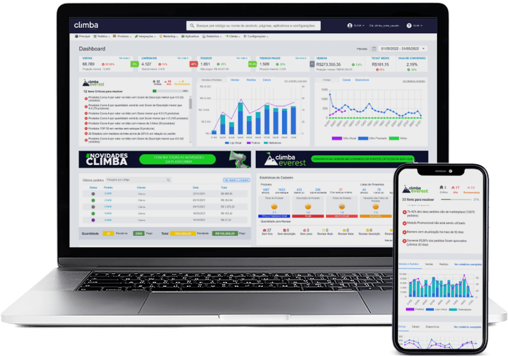 Dashboard-plataforma-e-commerce-climba