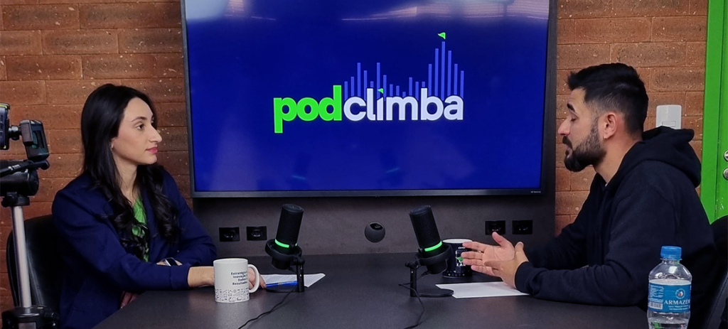 foto da gravação de um dos episódios do PodClimba podcast e-commerce
